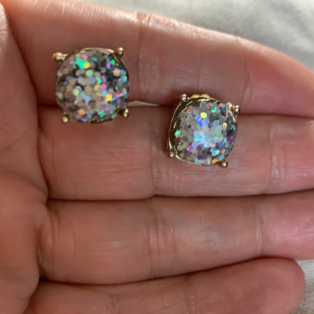 Aqua Square Stud Earrings